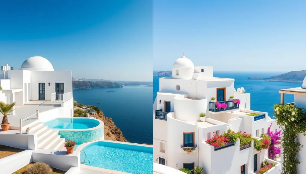 Santorini vs Mykonos Accommodations