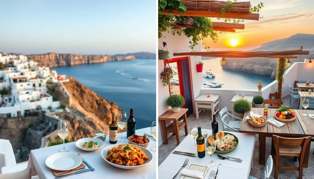 Santorini vs Mykonos dining